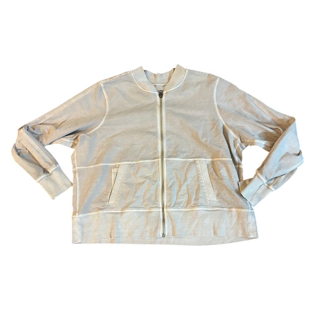Athleta Farallon Jacket Mocha Latte Tan Medium Bomber Womens 1X EUC